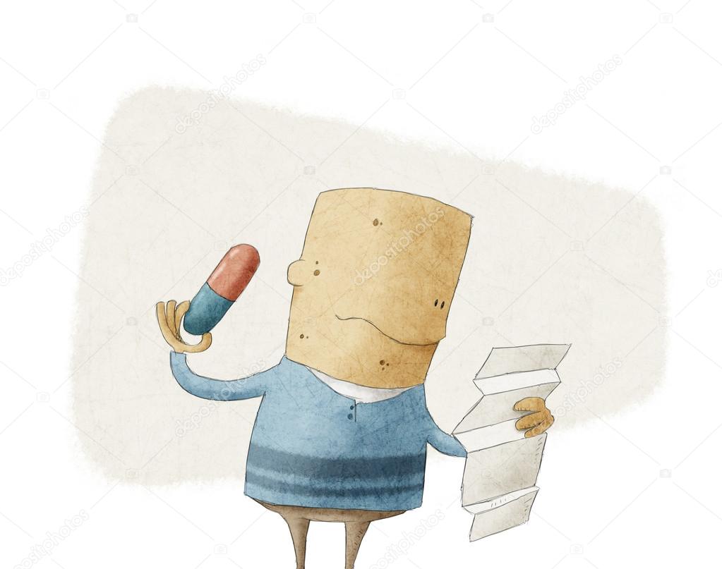 Man reading a prescription