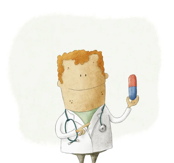 Doctor holding a pill — Stock Photo, Image