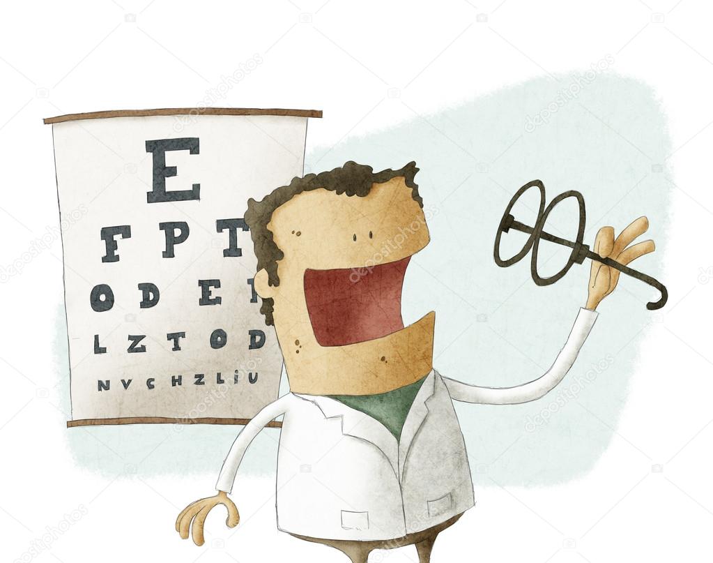 Ophthalmologist take glasses