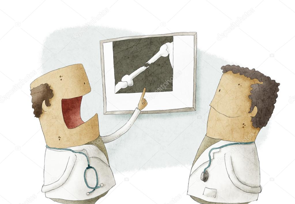 Doctor showing x-ray picture to another doctor