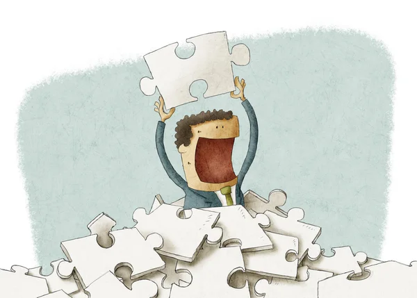 iş adamı bulunan bulmaca parçası.