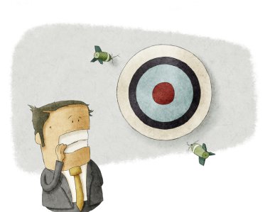 Business man misses the Target. clipart