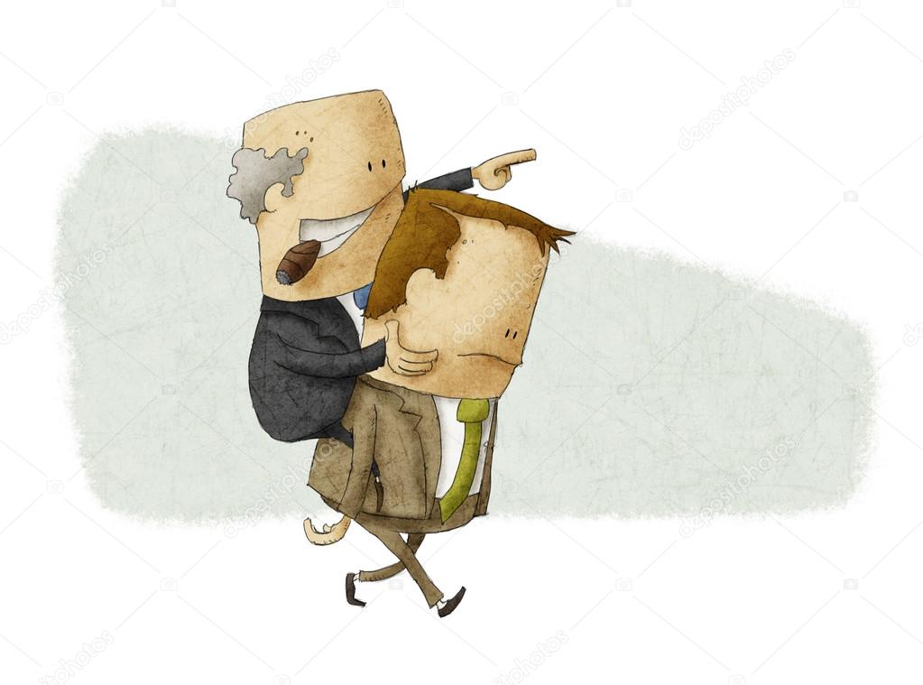 Employee piggybacking a boss