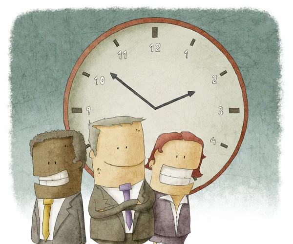 Business people with clock — Stock Photo, Image