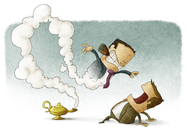 Business man with genie
