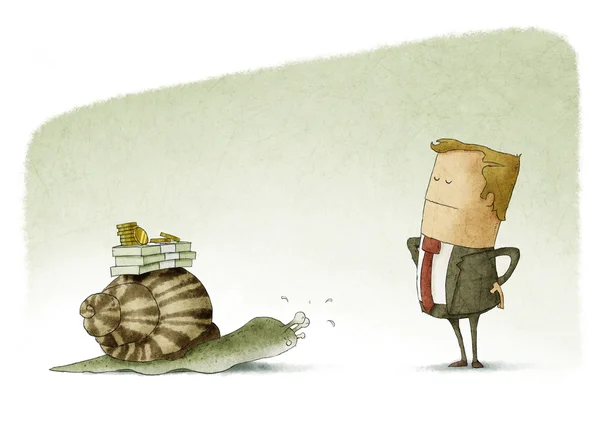 En attente d'un salaire lent Image En Vente