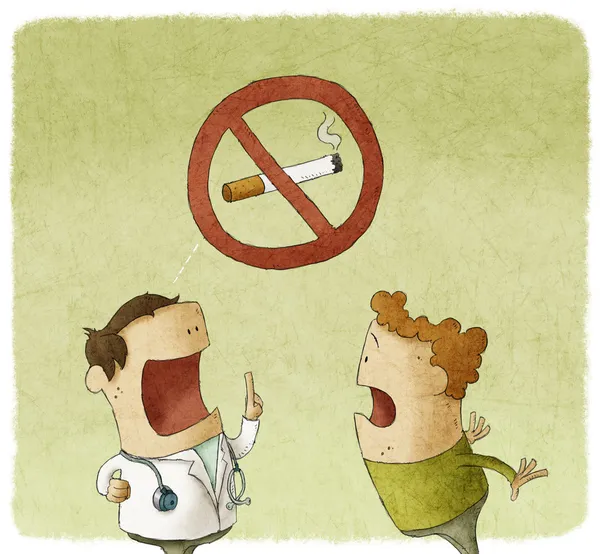 Лікар забороняє палити пацієнта — стокове фото