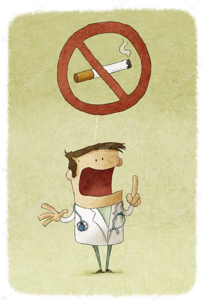 Illustration of doctor prohibiting smoking