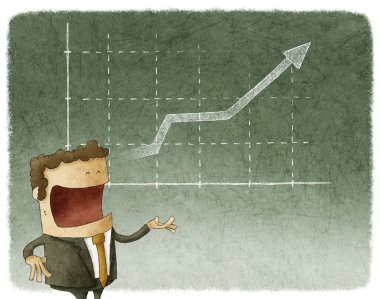 ayakta duruş ve grafik Finans iş adamı