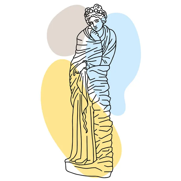 Vector Illustration Antique Statue Standing Woman — Stock Vector