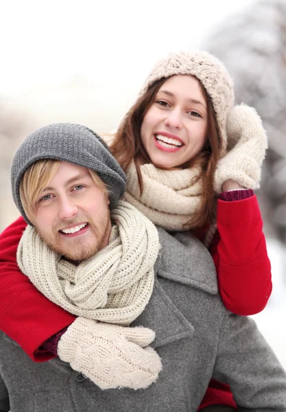 Young couple on winter day Stock Image