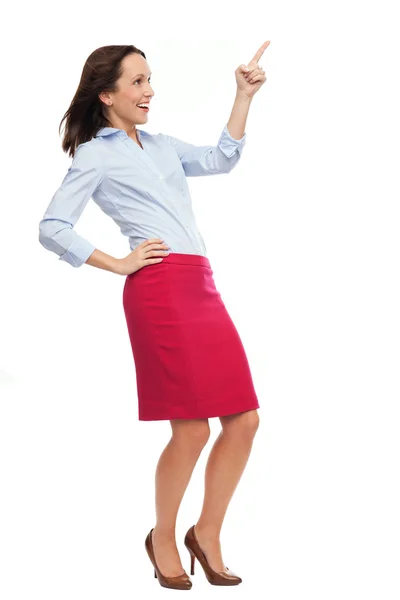 Attractive woman pointing — Stock Photo, Image