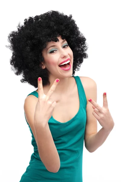 Kadın siyah afro saç modeli ile — Stok fotoğraf