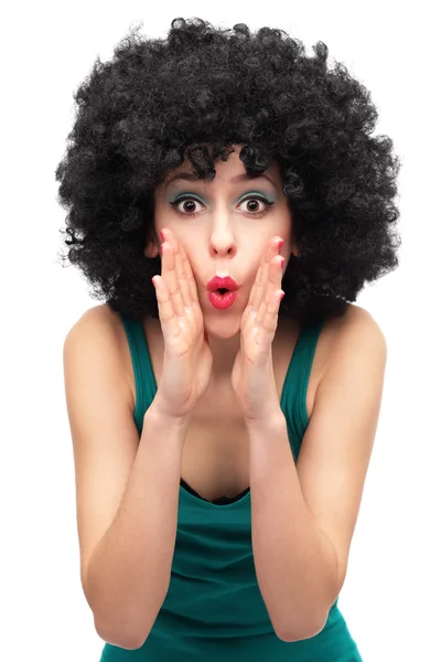 Funky woman calling someone — Stock Photo, Image