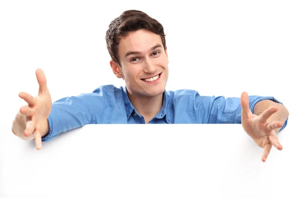 Hombre con cartel en blanco — Foto de Stock