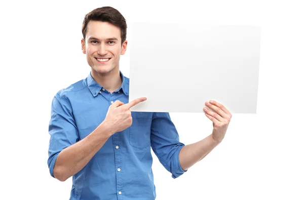 Casual jeune homme avec tableau blanc — Photo