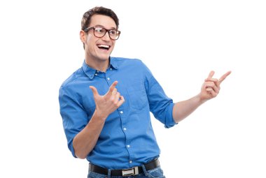 Young guy pointing