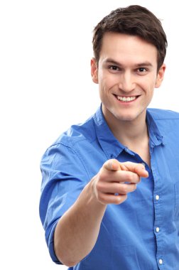 Young guy pointing