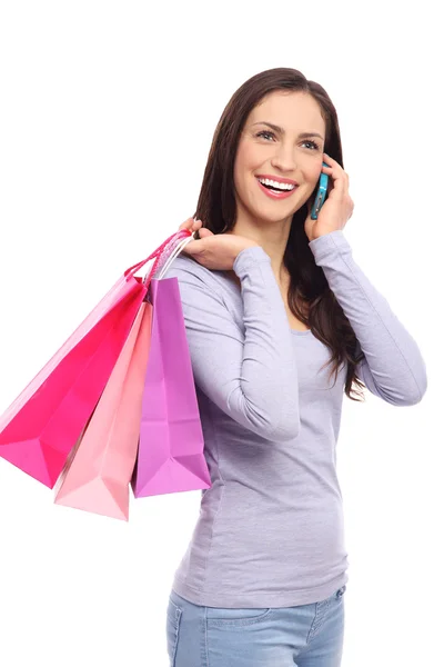 Mulher segurando sacos de compras — Fotografia de Stock