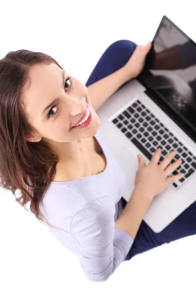 Mujer usando portátil —  Fotos de Stock