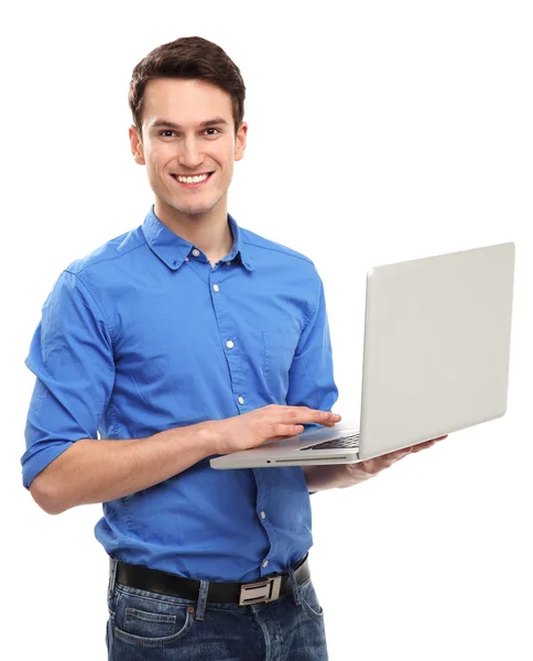 Young man with laptop Royalty Free Stock Images