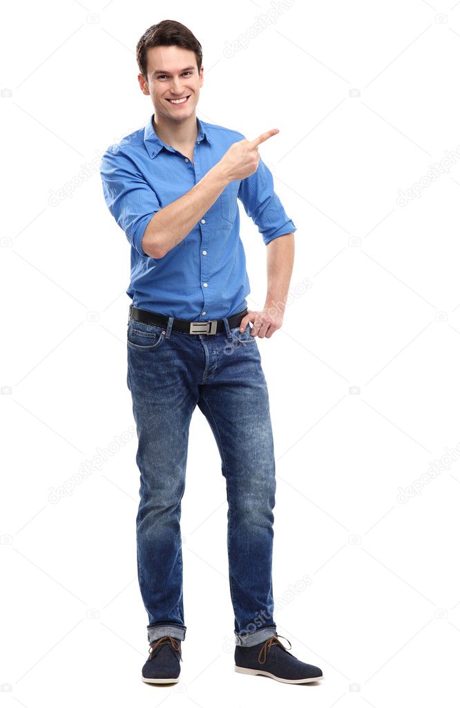 Young guy pointing