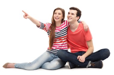 genç bir çift işaret