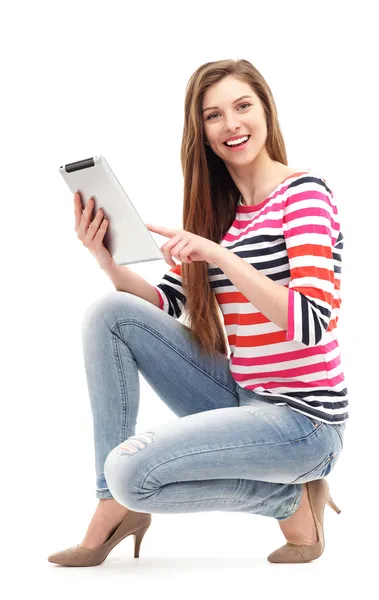 Mujer con tablet digital — Foto de Stock