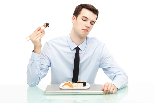 Az ember nem szeret sushi — Stock Fotó