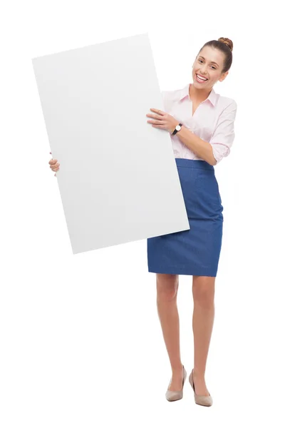 Donna con poster in bianco — Foto Stock