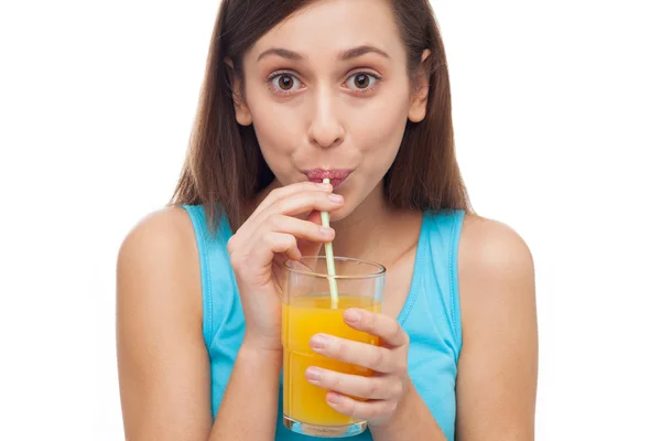 Portakal suyu içen kadın - Stok İmaj