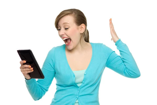 Young woman holding digital tablet — Stock Photo, Image