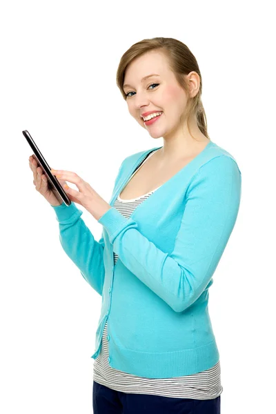 디지털 태블릿을 들고 젊은 여자 로열티 프리 스톡 사진