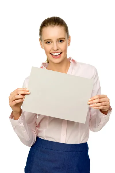 Attractive woman with blank poster Royalty Free Stock Photos