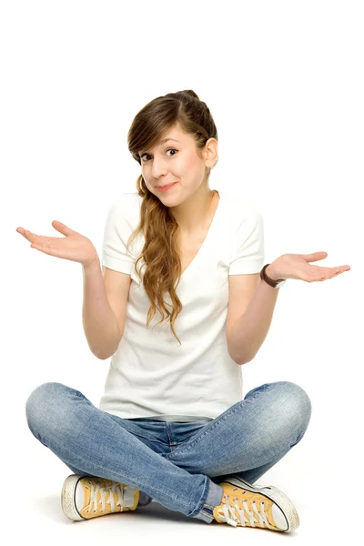 Teenage girl gesturing — Stock Photo, Image