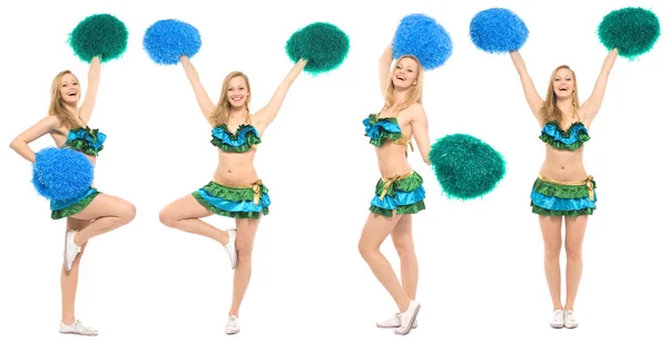 Cheerleader met pom-poms — Stockfoto