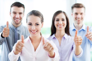 Coworkers showing thumbs up clipart