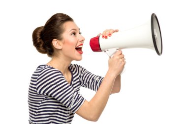 Attractive woman with megaphone clipart