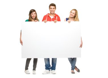 arkadaşlar boş poster holding