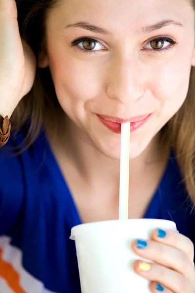 Girl drinking soda Stock Photo