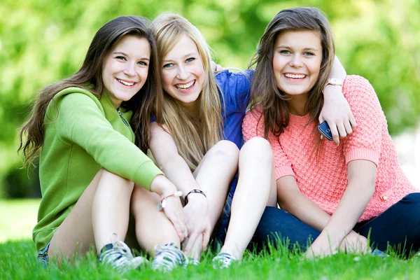 Drie mooie jonge vrouwen vrienden Rechtenvrije Stockfoto's