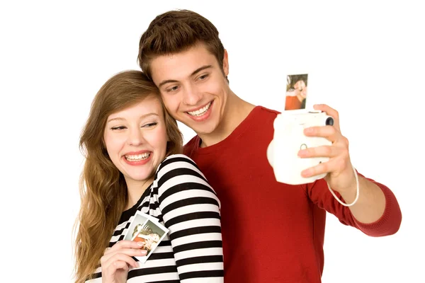 Couple taking photo of themselves — Stock Photo, Image