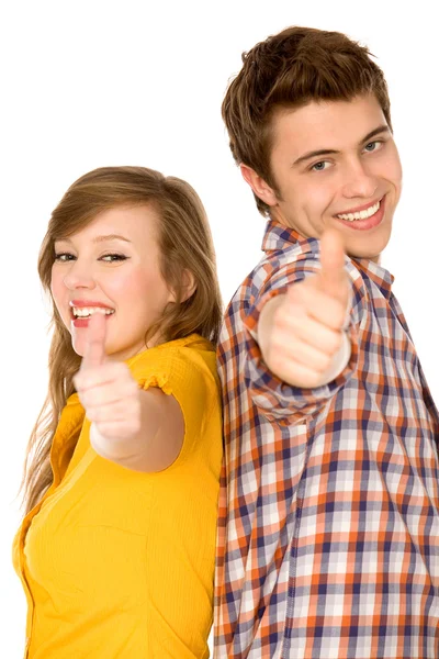 Couple with thumbs up — Stock Photo, Image