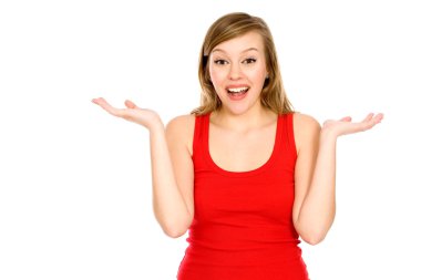 Genç bayan şaşırmış görünüyor.