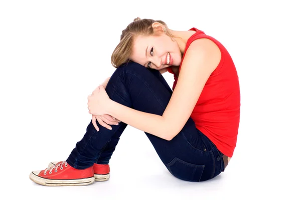 Ragazza adolescente seduta — Foto Stock