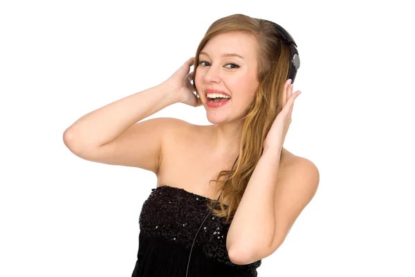 Chica usando auriculares —  Fotos de Stock