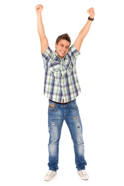 genç adam kollarını kaldırdı