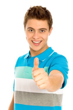 Adam başparmağını kaldırıyor
