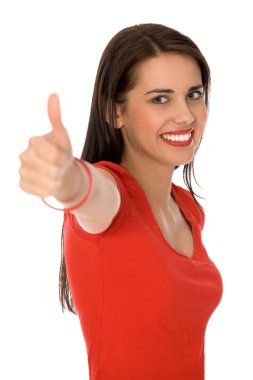 başparmak yukarıya ile kız