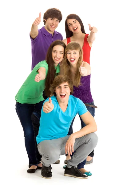 Young people with thumbs up — Stock Photo, Image